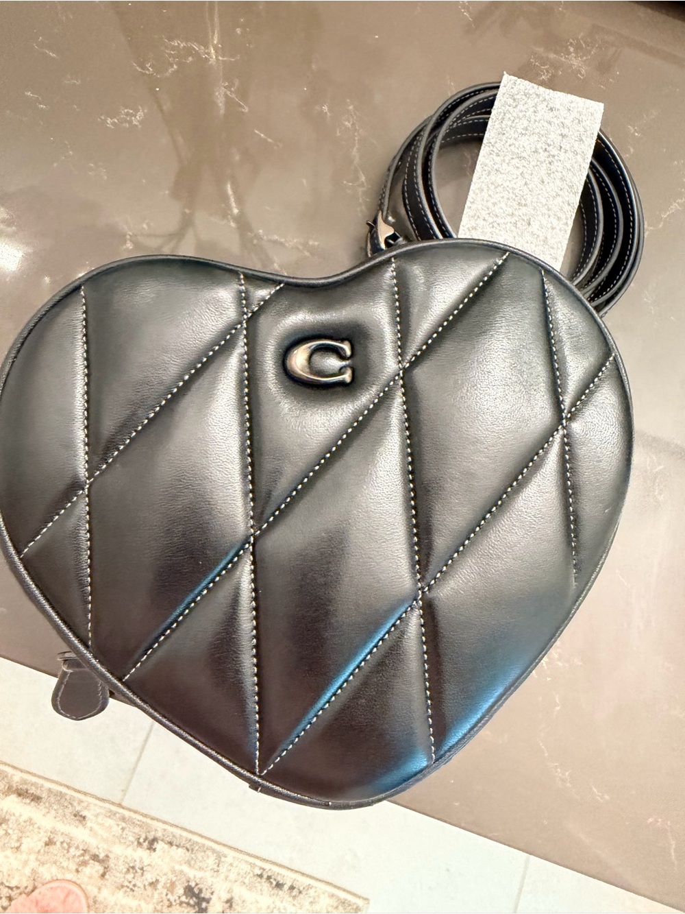 Coach Heart Quilted Crossbody Bag in Black - Picture 4 of 7